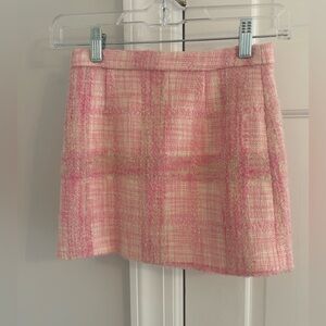 LoveShackFancy Girls pink and cream mini tweed skirt
